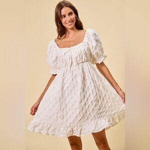 SO ME Texture Woven Ruching On Bust Mini Dress